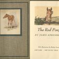 The Red Pony by John Steinbeck, with Illustrations by Wesley Dennis, first illustrated edition. Hardback front cover and title page, 1945