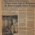 "Cohen Lives like a Millionaire . . ." in Fort Wayne Journal-Gazette