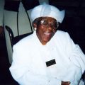 Mother Ada Robinson, age 91, in white outfit and hat shopping for groceries at Laurel Canyon Boulevard and Osborne Street in Arleta/Pacoima, ca. 2002