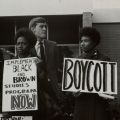 African-American students hold protest signs in front of the Administration Building, ID: UA05548