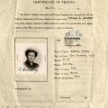 Certificate of Travel from the Philippine Office of the International Refugee Organization for Tatiana Belitsky, 1950