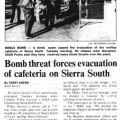 “Bomb threat forces evacuation of cafeteria on Sierra South,” November 21, 1984