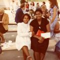 Mrs. Claudia Johnson with her daughter Tara at Vaughn Street School (now Vaughn Next Century Learning Center), 1973
