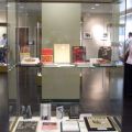 Exhibition case with books and other materials