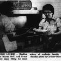 Two rooftop employees, Louise Mason and Grace Harrison, in the kitchen, October 14, 1981