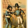 Two characters from the Gilbert and Sullivan opera, H.M.S. Pinafore, advertising for Higgins’ German Laundry Soap
