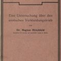 Magnus Hirschfeld, Die Transvestiten, Cover
