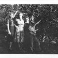 Four youths picking oranges near 8th Street and Harding Avenue in San Fernando, ca. 1938
