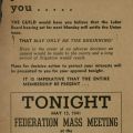 A flyer promoting a mass meeting, and discrediting the Screen Cartoonists Guild
