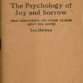 Little Blue Books The Psychology of Joy and Sorrow, 1923
