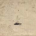 A hand-drawn map of naval ships, along with handwritten notes