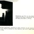 Photograph of arson incident and statement about faculty support for student amnesty printed in the Matador (CSUN Yearbook), 1969, p. 107