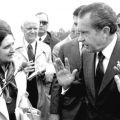 President Nixon, under questioning by UPI's Helen Thomas