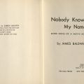 Title page, Nobody Knows My Name: More Notes of a Native Son, 1961 E185.61 .B197 