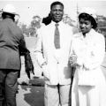 Mr. and Mrs. Raymond Carter going to services at Community Baptist Church in Pacoima, 1950