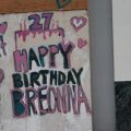 Painted wooden board reads "Happy Birthday Breonna" during a demonstration organized by Santa Monicans for Democracy, Santa Monica, 2020, KRT.D.B1.20.3292 