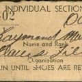 Shoe ticket from Bellows Field at Waimanalo, Oahu, Hawaii, October 13, 1943