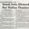 Stock Okayed for Valley Theater, Valley Times, ca. 1962