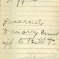Vahdah's appointment book with note, "Riverside to marry Enid off to [Bill] T," on Tuesday August 26, 1924. Vahdah Olcott-Bickford Collection