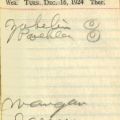 Vahdah's appointment book with possible student names for Tuesday December 16, 1924. Vahdah Olcott-Bickford Collection