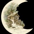 Flat crescent moon Christmas card