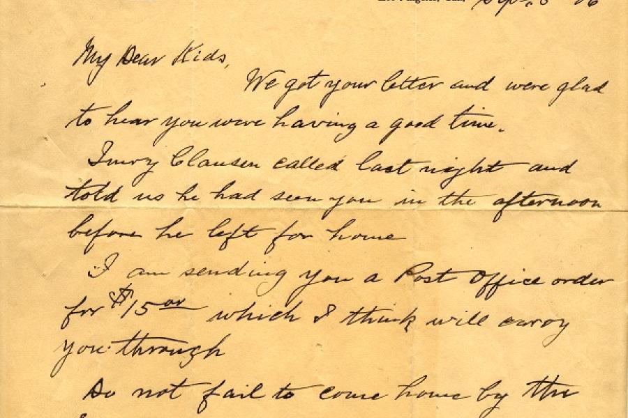 Letter from William Mulholland to his “Dear Kids."