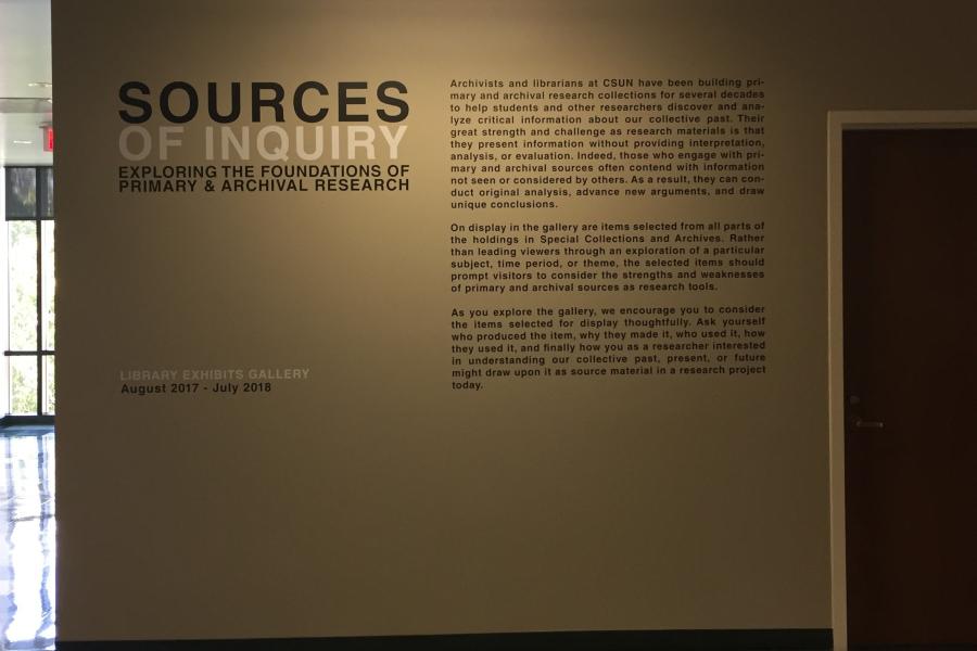 Sources of Inquiry title wall