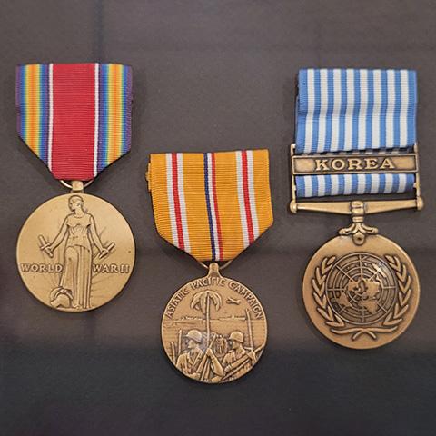 Medals from World War II and Korea