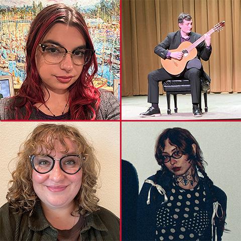 Four student interns at the CSUN University Library