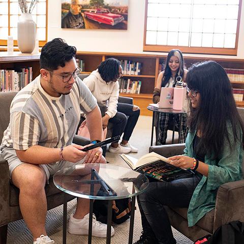 Students using the Robert and Maureen Gohstand Reading Room