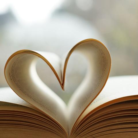 Book pages in the shape of a heart