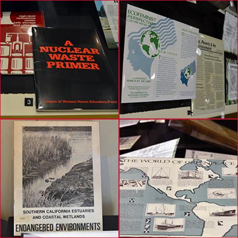 A variety of books, pamphlets and materials housed in the Right of Way exhibition.