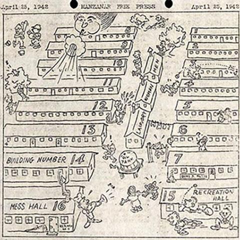 Drawing of Japanese Relocation Center