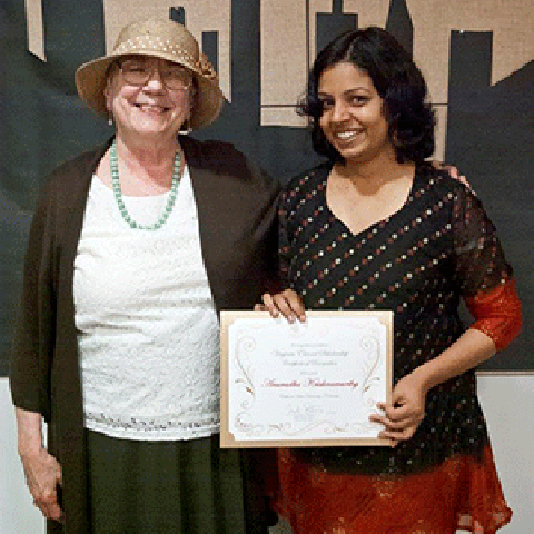 Virginia Elwood-Akers with Anuradha Krishnamurthy