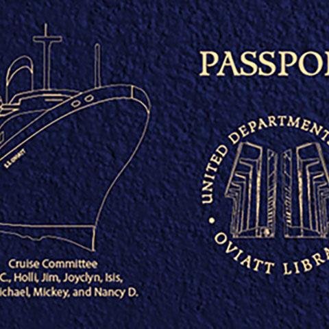Passport invitation to the 2014 Oviatt Holiday Party