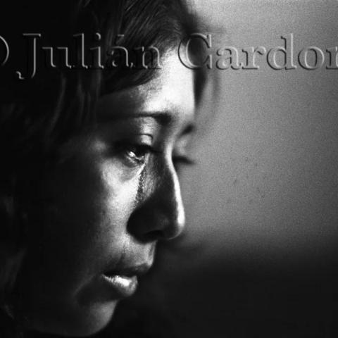 A woman weeping
