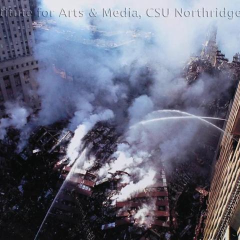 Water being sprayed on the crash site