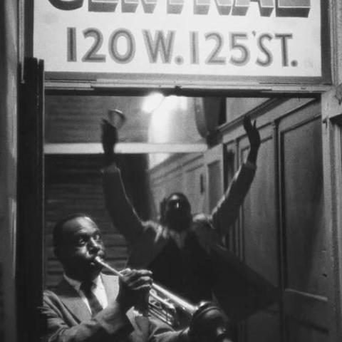 A man playing the trumpet.