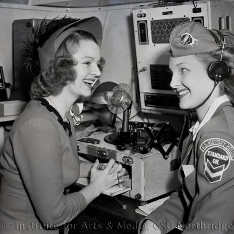Women broadcasting over the radio.