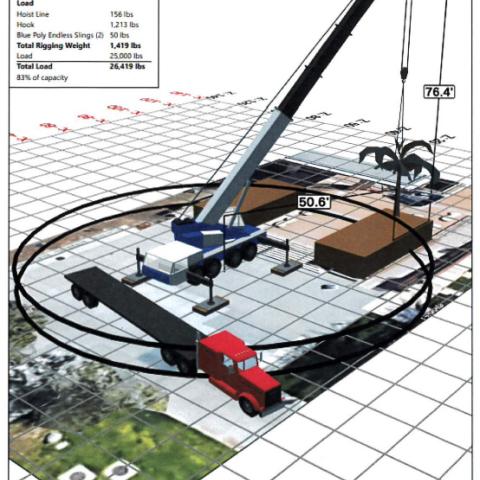 Schematics for the crane that would place our new palm trees.