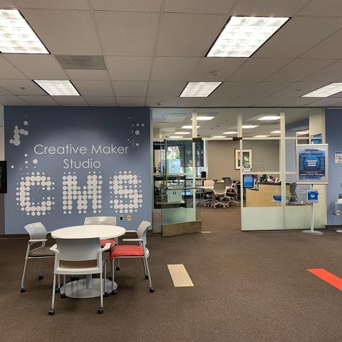 Exterior of the newly renamed and upgraded Creative Maker Studio at CSUN's University Library