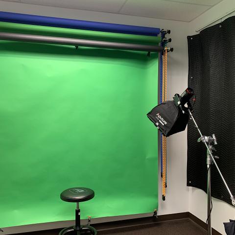 Green screen room at the Creative Maker Studio at CSUN's University Library