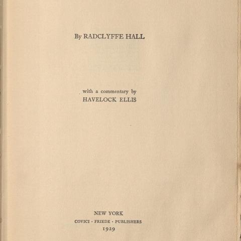 Well of Loneliness, PR 6015 A33 W43 1928
