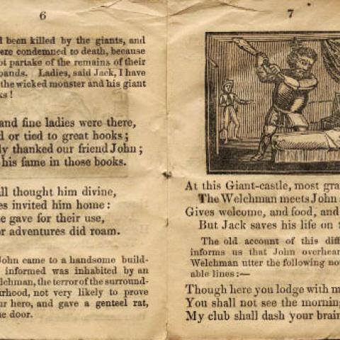Jack saving "John" from a giant in Jack the Giant Killer, page 7