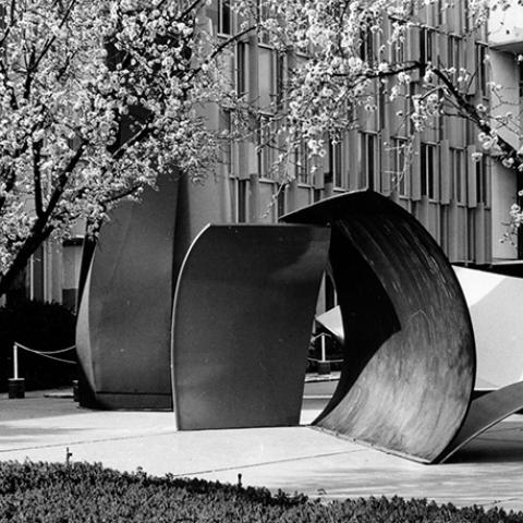 Steel Sculpture Group with the Fine Arts Building in the Background