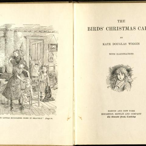 Frontispiece and title page, The Birds' Christmas Carol