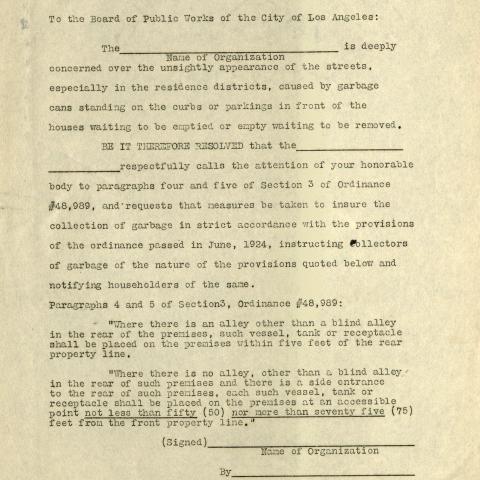 Garbage collection resolution, circa 1930s