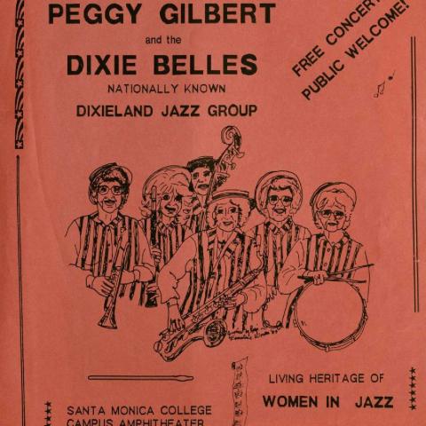 Concert flyer for Peggy Gilbert and The Dixie Belles, presented by SMC Women’s Network. March 3, 1987