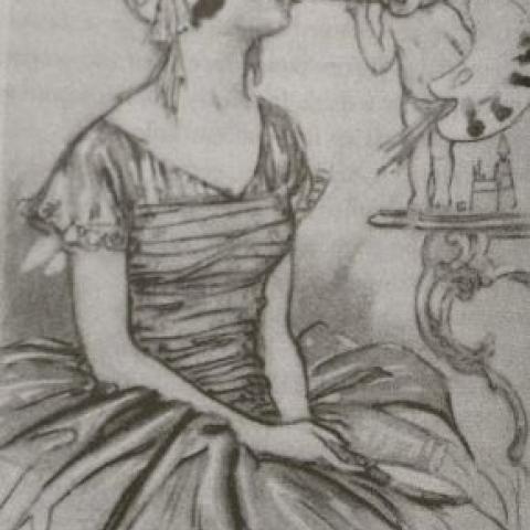 Image of Cupid applying lipstick on a young lady from, Lipstick: A Celebration of a Girl's Best Friend, page 18