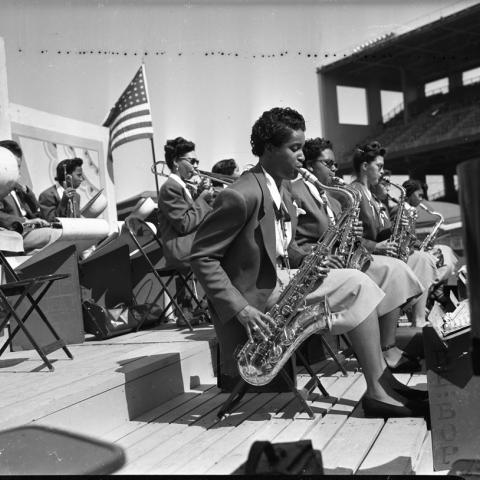 International Sweethearts of Rhythm performing at Cavalcade of Jazz at Wrigley Field